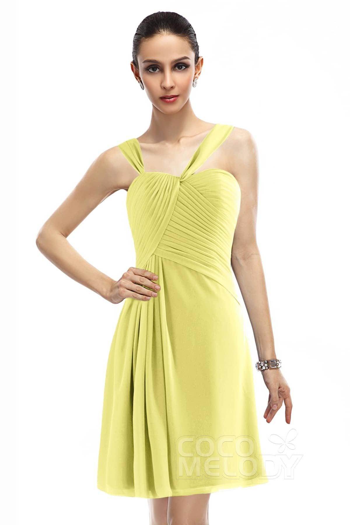 A-Line Knee Length Chiffon Bridesmaid Dress COZK1401A - COCOMELODY